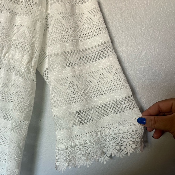 Club z collection White Lace Open tie front Cardigan cover up - Picture 2 of 6